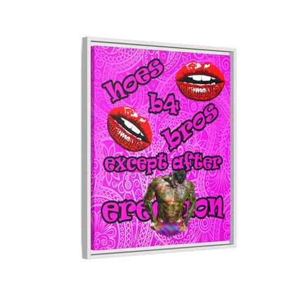 hoes b4 bros - framed canvas art (pink swirl)