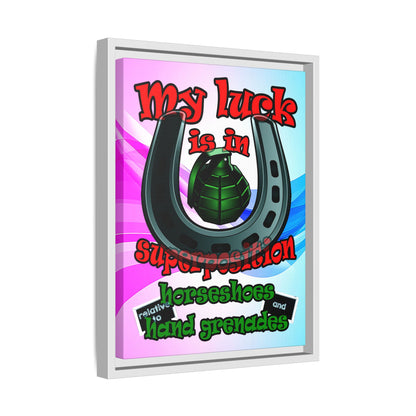 my luck - framed canvas art (light blue-pink wave)