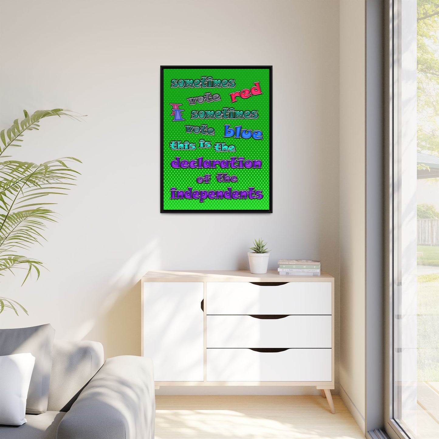 declaration of the independents - framed canvas art (logo green)