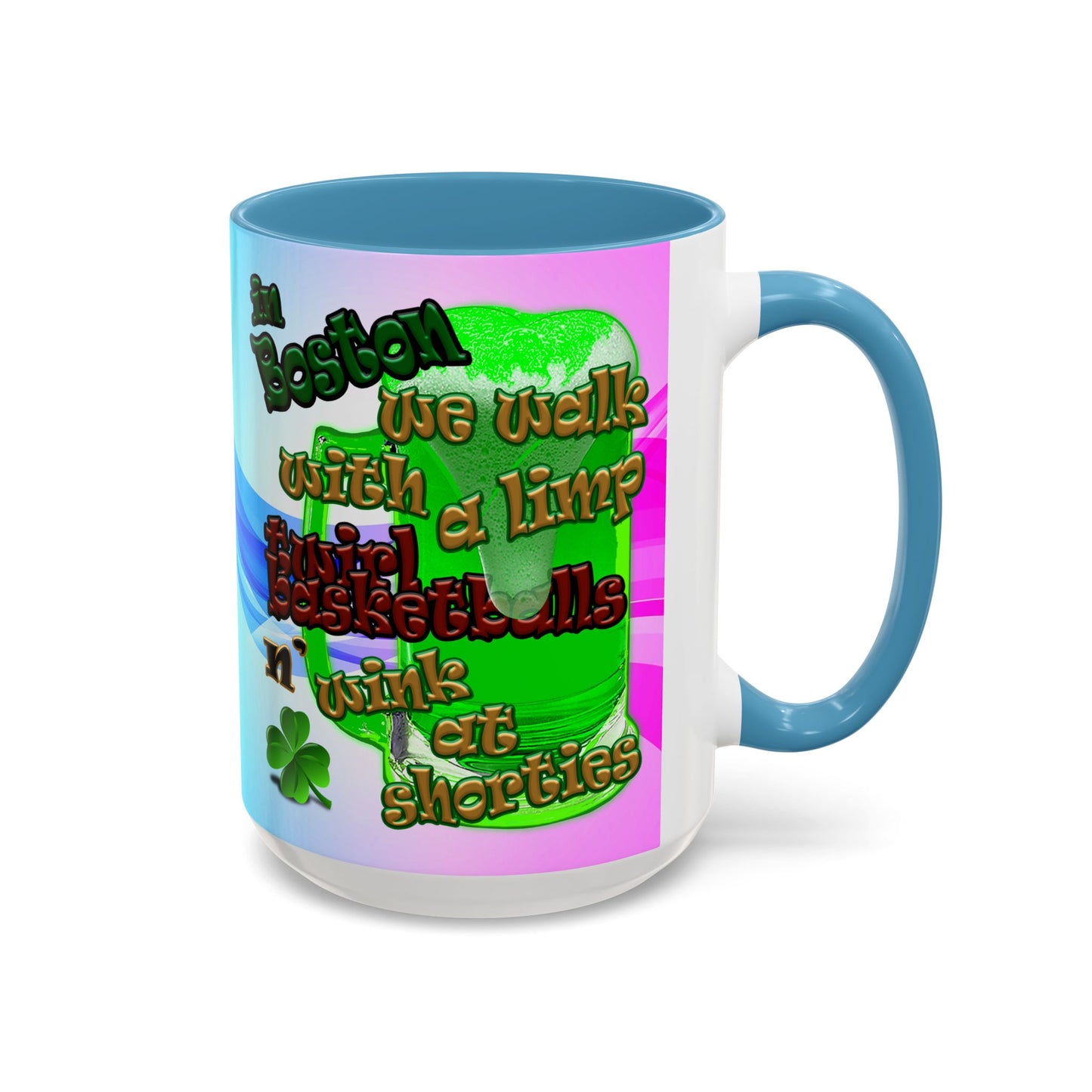 celtics logo - Accent Mug (light blue-pink wave)