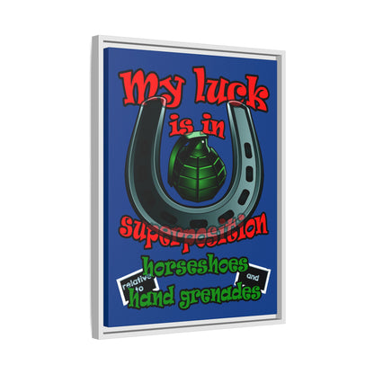 my luck - framed canvas art (dark blue)