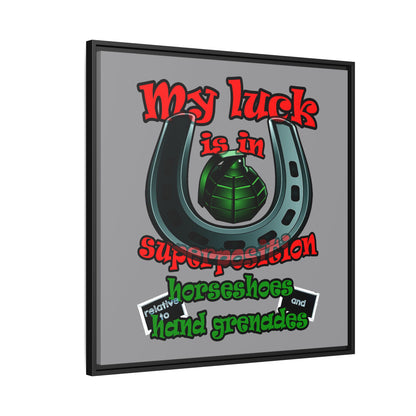 my luck - framed canvas art (grey)