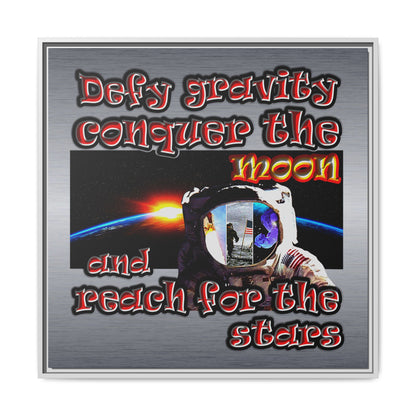 defy conquer reach - framed canvas art (brushed nickel)