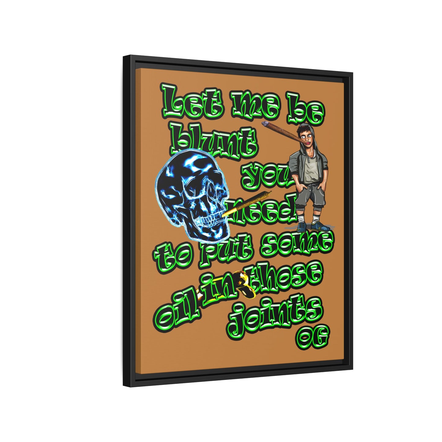 og - framed canvas art (light brown)