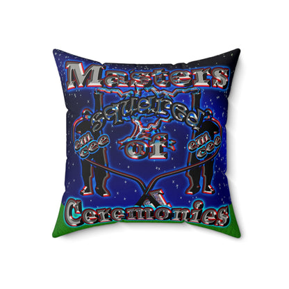 em cee squared - Faux Suede Square Pillow - ('snoops' background)