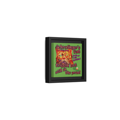 schrodinger's cat - framed canvas art (green)