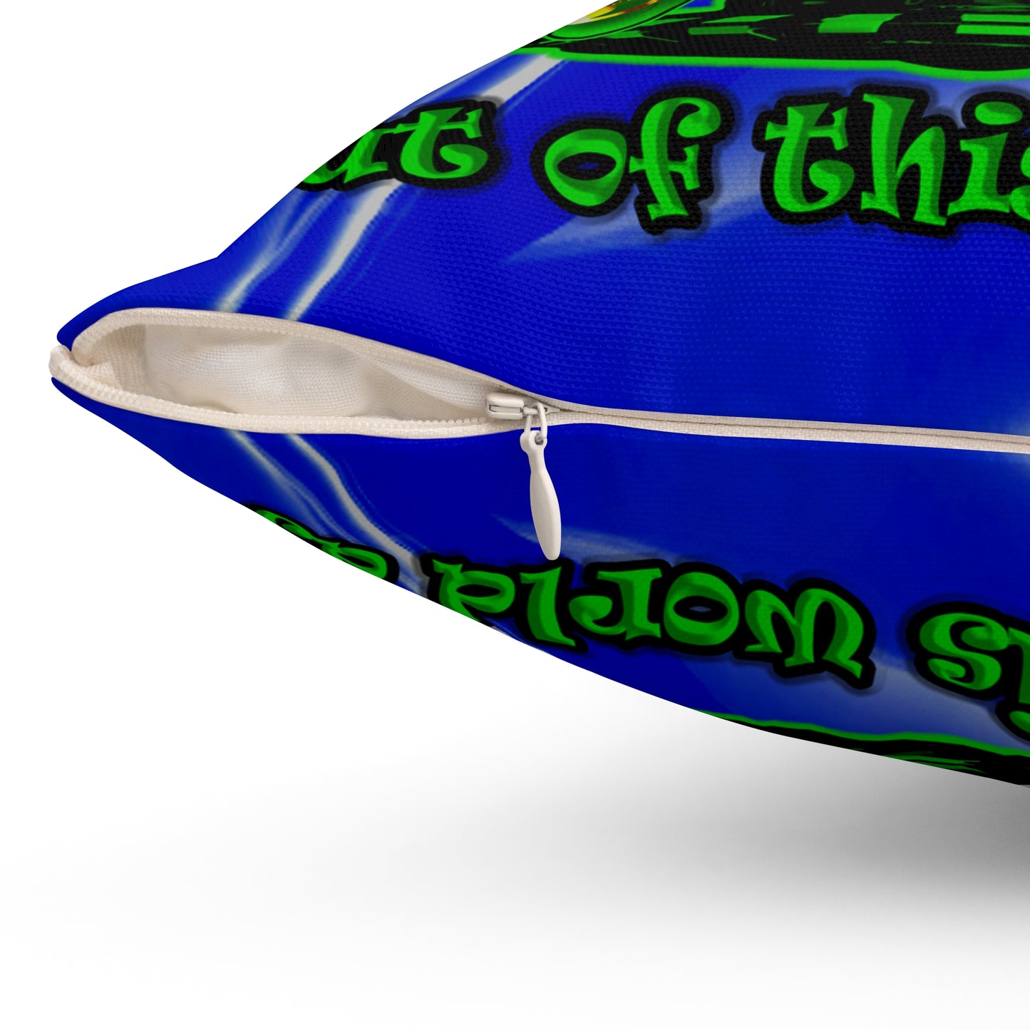 disc jockey - Spun Polyester Square Pillow - (blue-white wave)