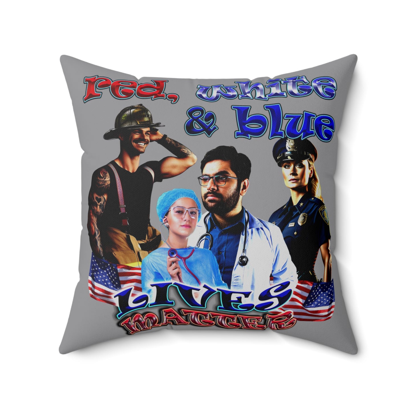 rw&b lives matter - Spun Polyester Square Pillow - (grey)