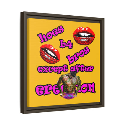 hoes b4 bros - framed canvas art (yellow)