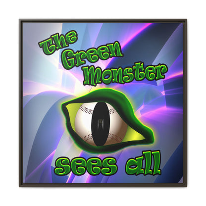 green monster - framed canvas art (grey-pink wave)