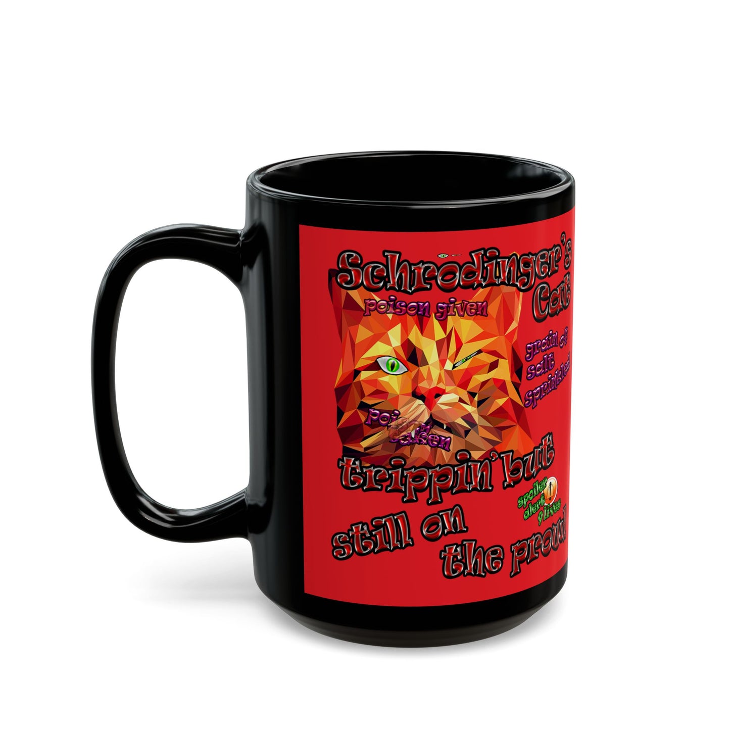schrodinger's cat - Black Mug (red)