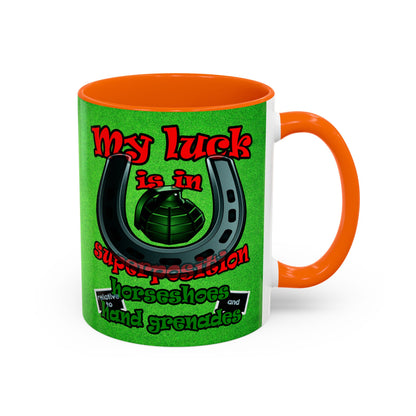 my luck - Accent Mug (green turf)