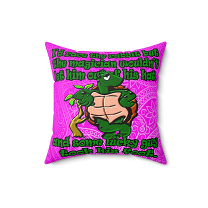 turtle race - Spun Polyester Square Pillow - (pink swirl)
