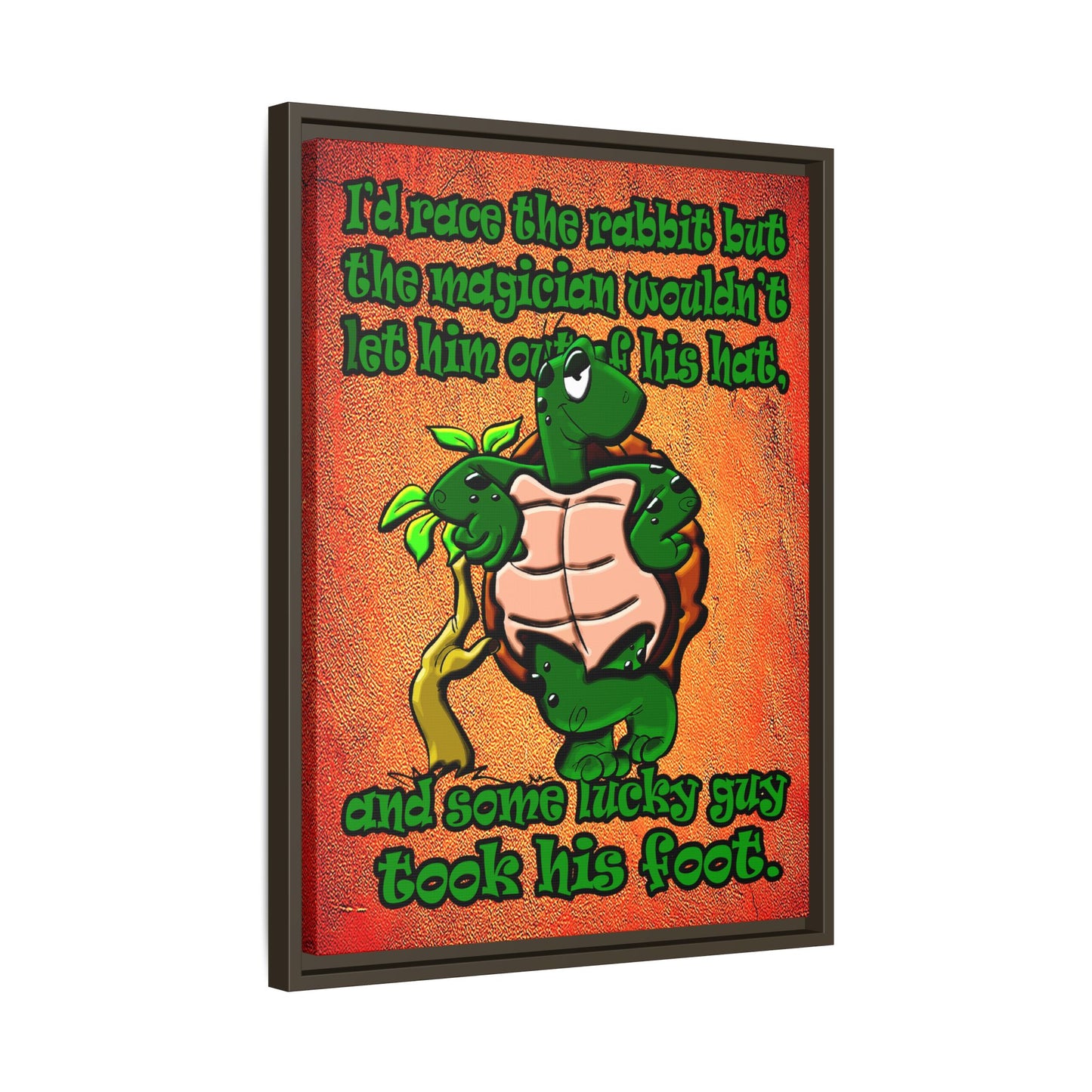 turtle race - framed canvas art (burnt orange)