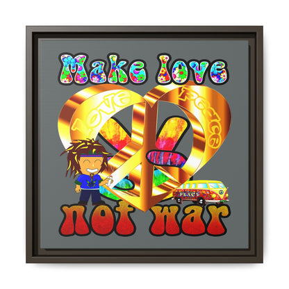 love peace - framed canvas art (dark grey)