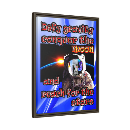 defy conquer reach - framed canvas art (blue-white wave)