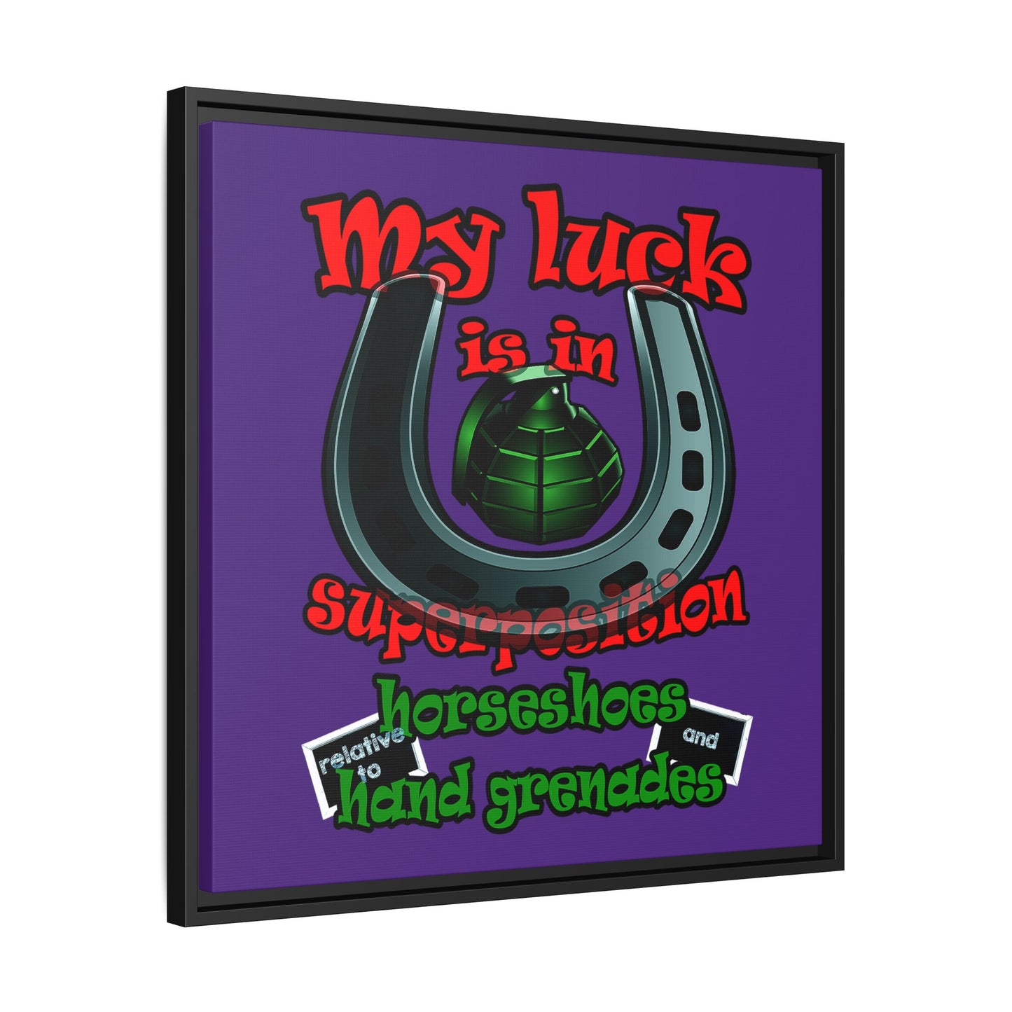 my luck - framed canvas art (purple)