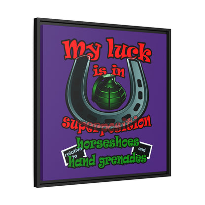 my luck - framed canvas art (purple)