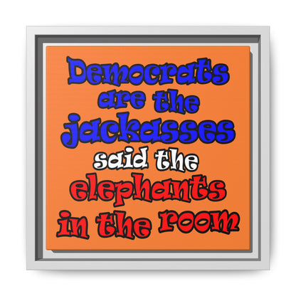 donkeys and elephants - framed canvas art (crusta)