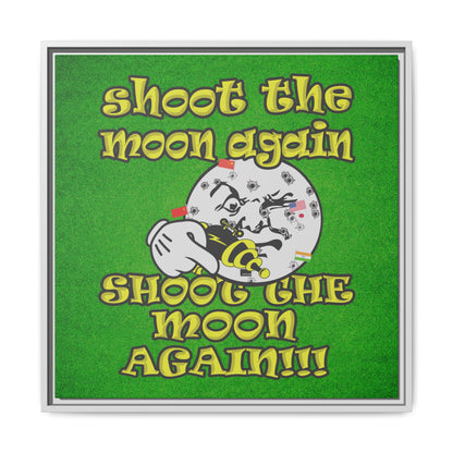 shoot the moon again - framed canvas art (green turf)