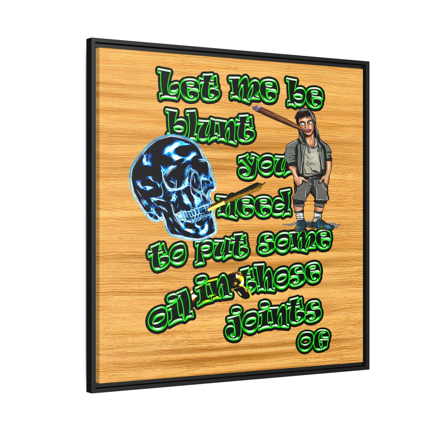 og - framed canvas art (butterscotch wood finish)