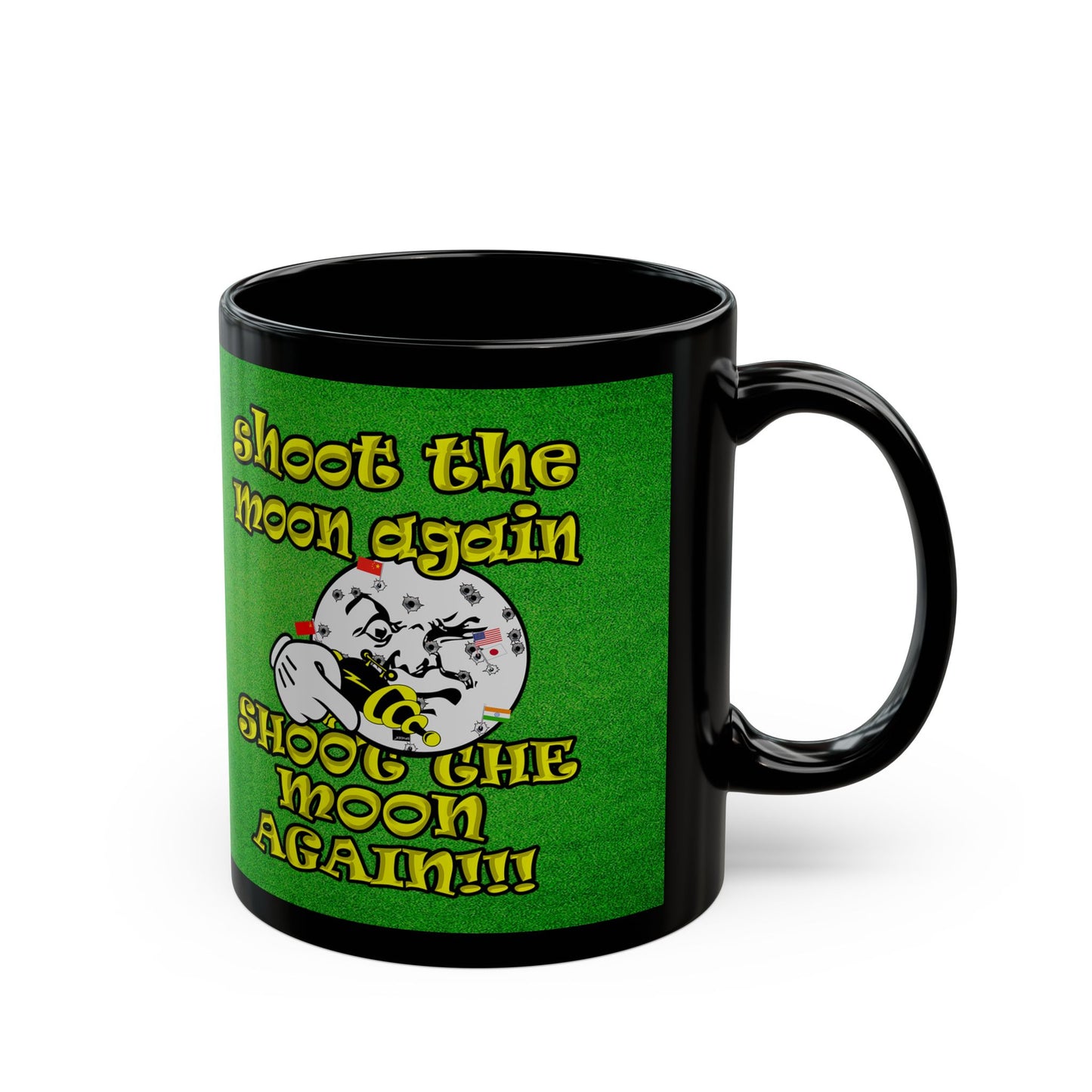 shoot the moon again - Black Mug (green turf)