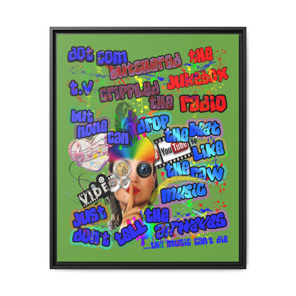 drop the beat - framed canvas art (green)