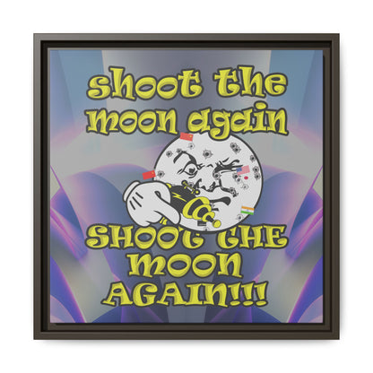 shoot the moon again - framed canvas art (grey-pink wave)