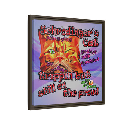 schrodinger's cat - framed canvas art (light blue-pink wave)
