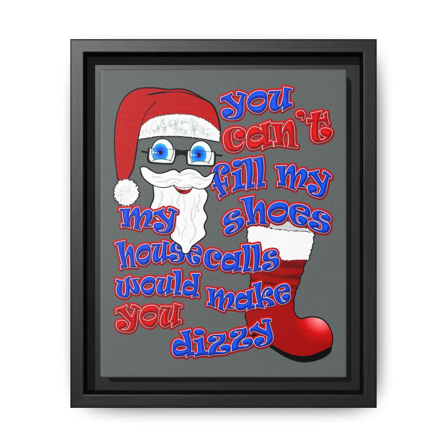 santa's shoes - framed canvas art (dark grey)