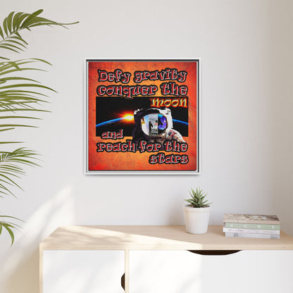 defy conquer reach - framed canvas art (burnt orange)