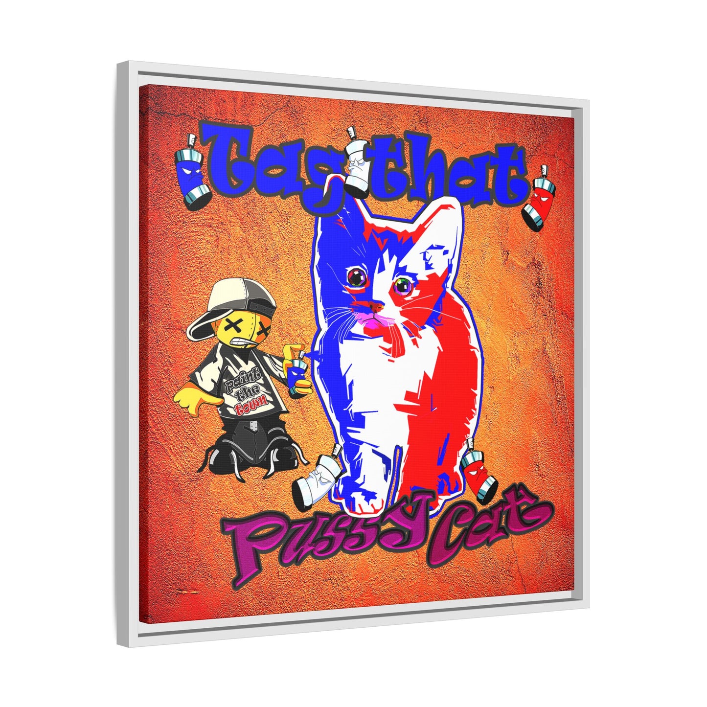 tag that - framed canvas art (burnt orange)