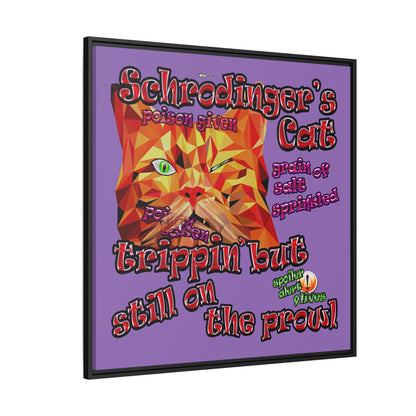 schrodinger's cat - framed canvas art (light purple)