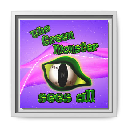 green monster - framed canvas art (purple-pink wave)