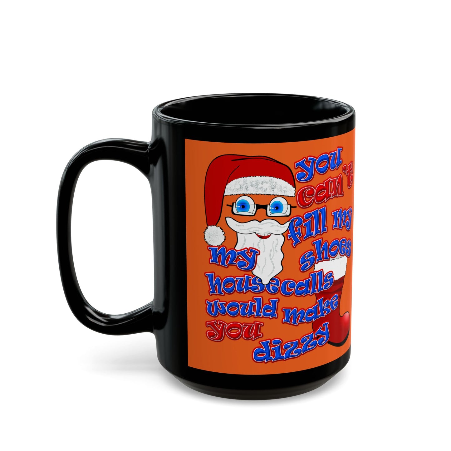 santa's shoes - Black Mug (orange)