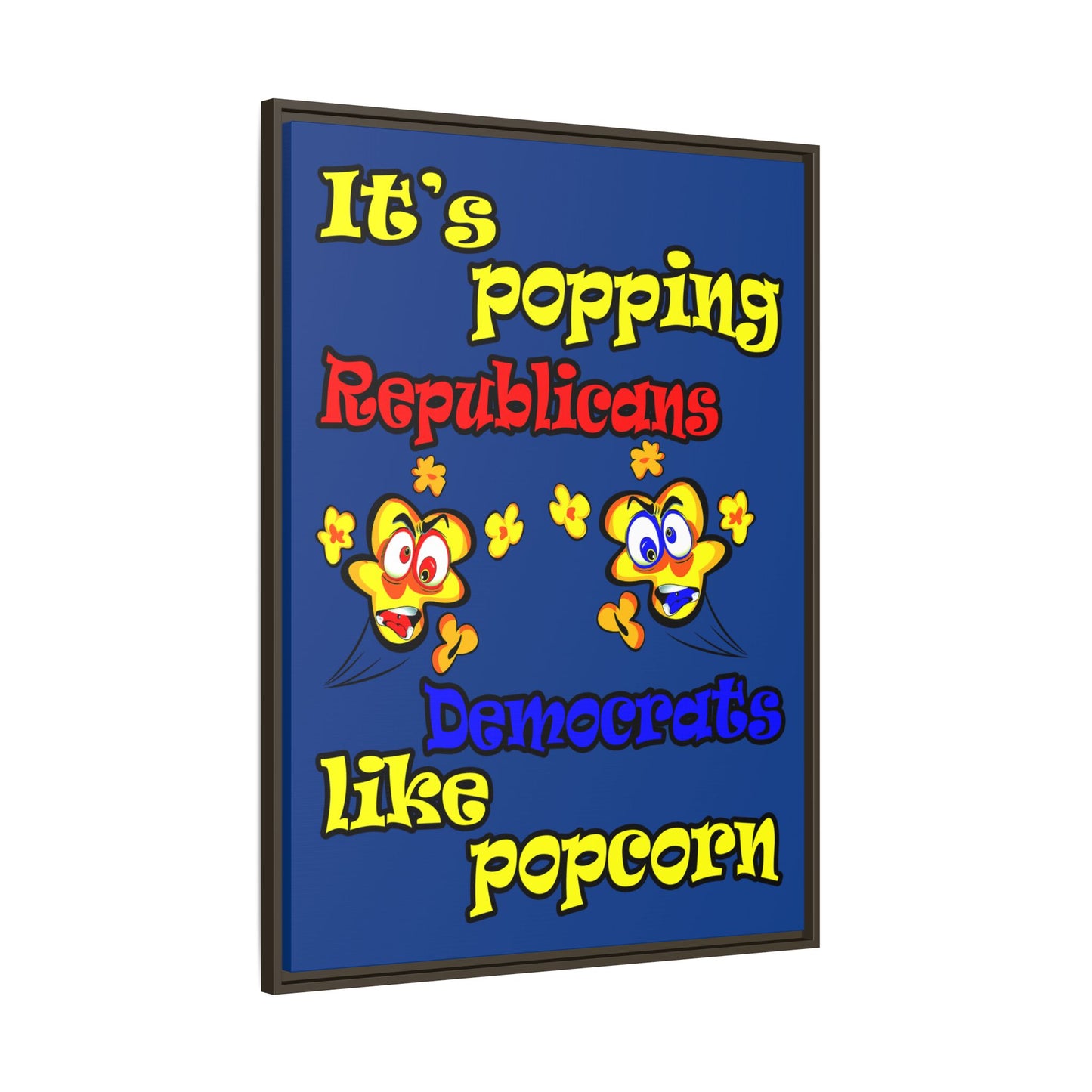 popping like popcorn - framed canvas art (dark blue)