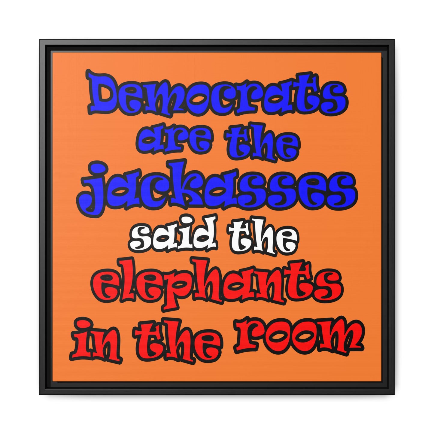 donkeys and elephants - framed canvas art (crusta)