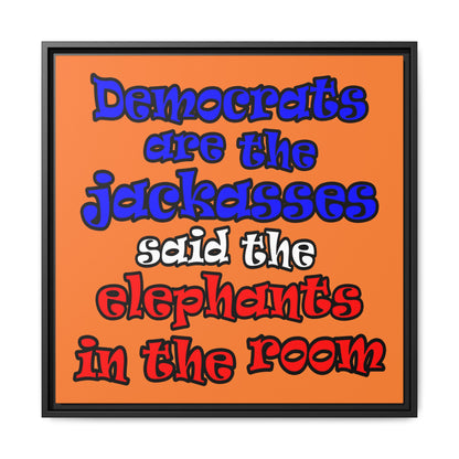 donkeys and elephants - framed canvas art (crusta)