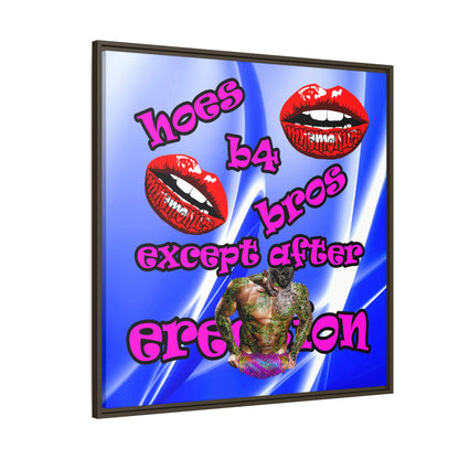 hoes b4 bros - framed canvas art (blue-white wave)