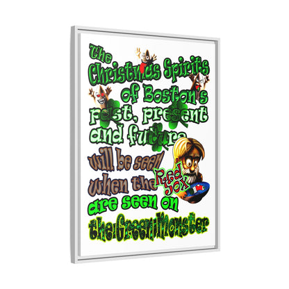 christmas spirits of boston - framed canvas art (white)