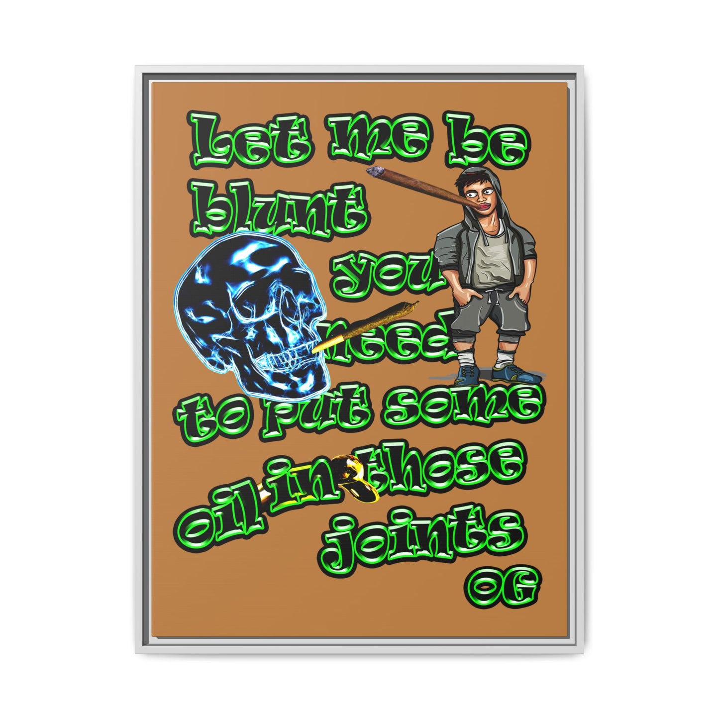 og - framed canvas art (light brown)