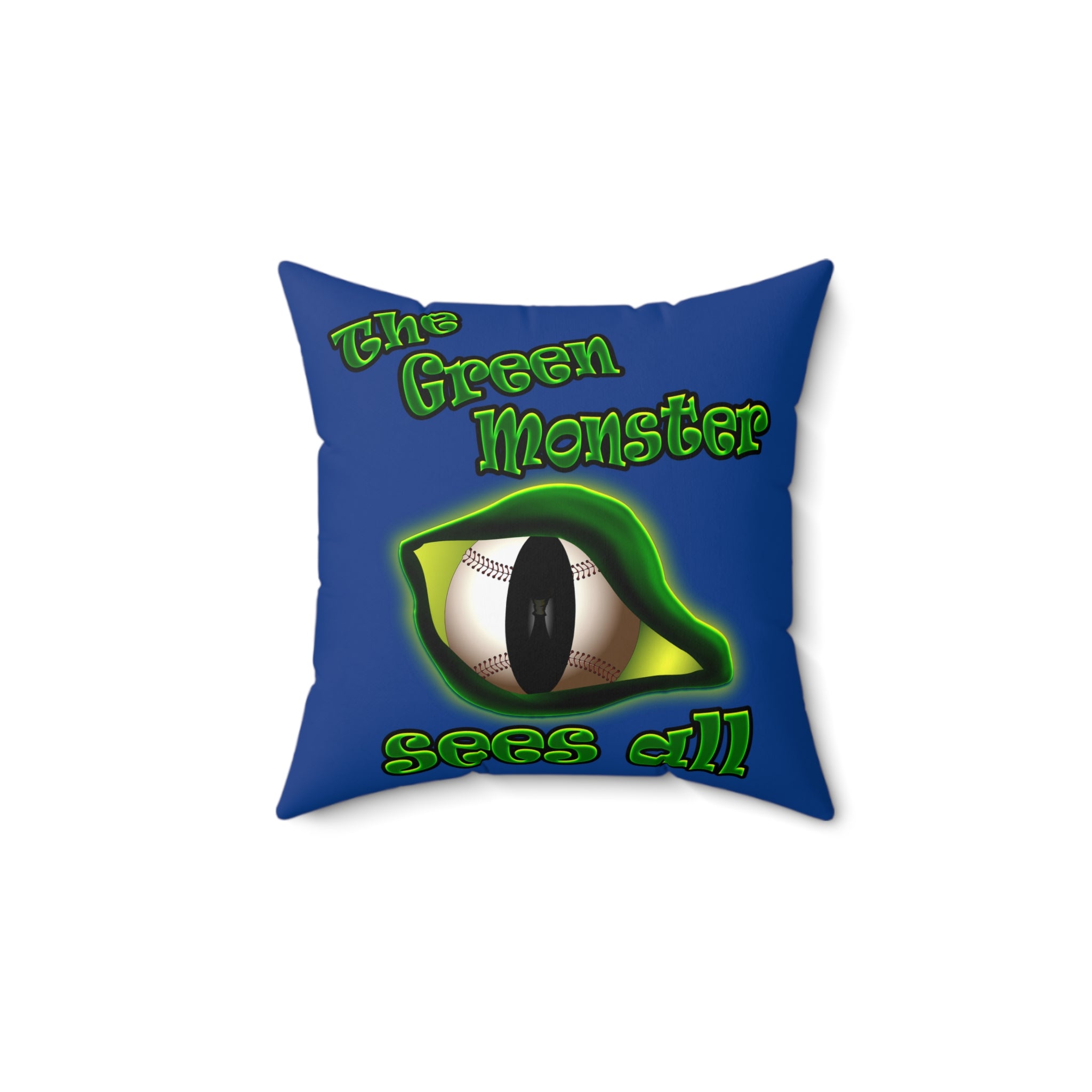 green monster - Spun Polyester Square Pillow - (dark blue)
