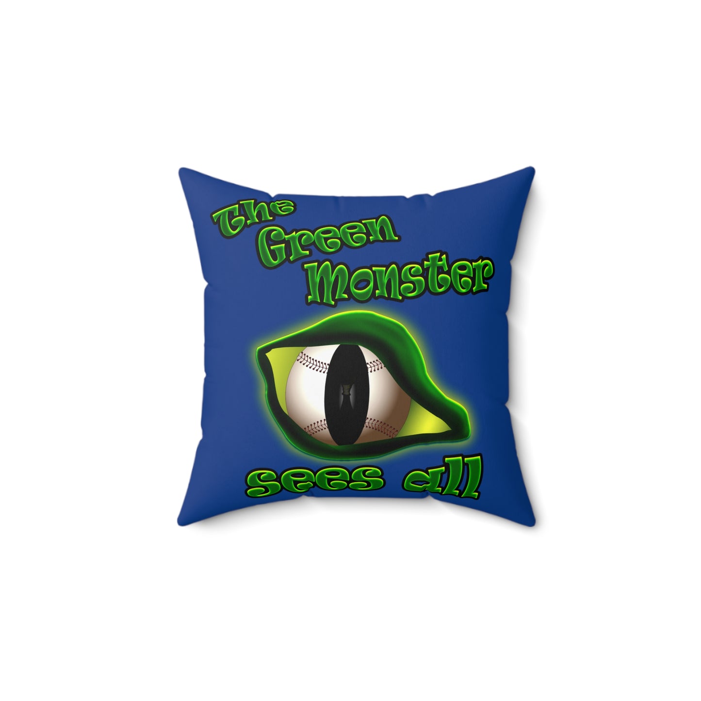 green monster - Spun Polyester Square Pillow - (dark blue)