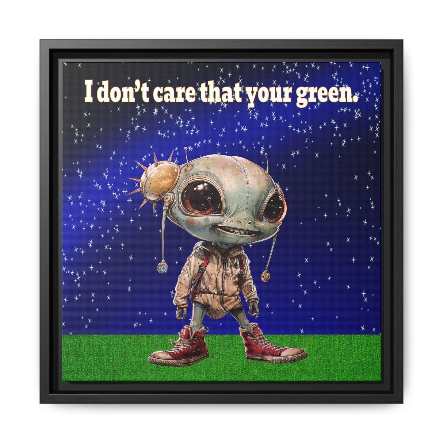 I don't care that your green - framed canvas art ('snoops' background)