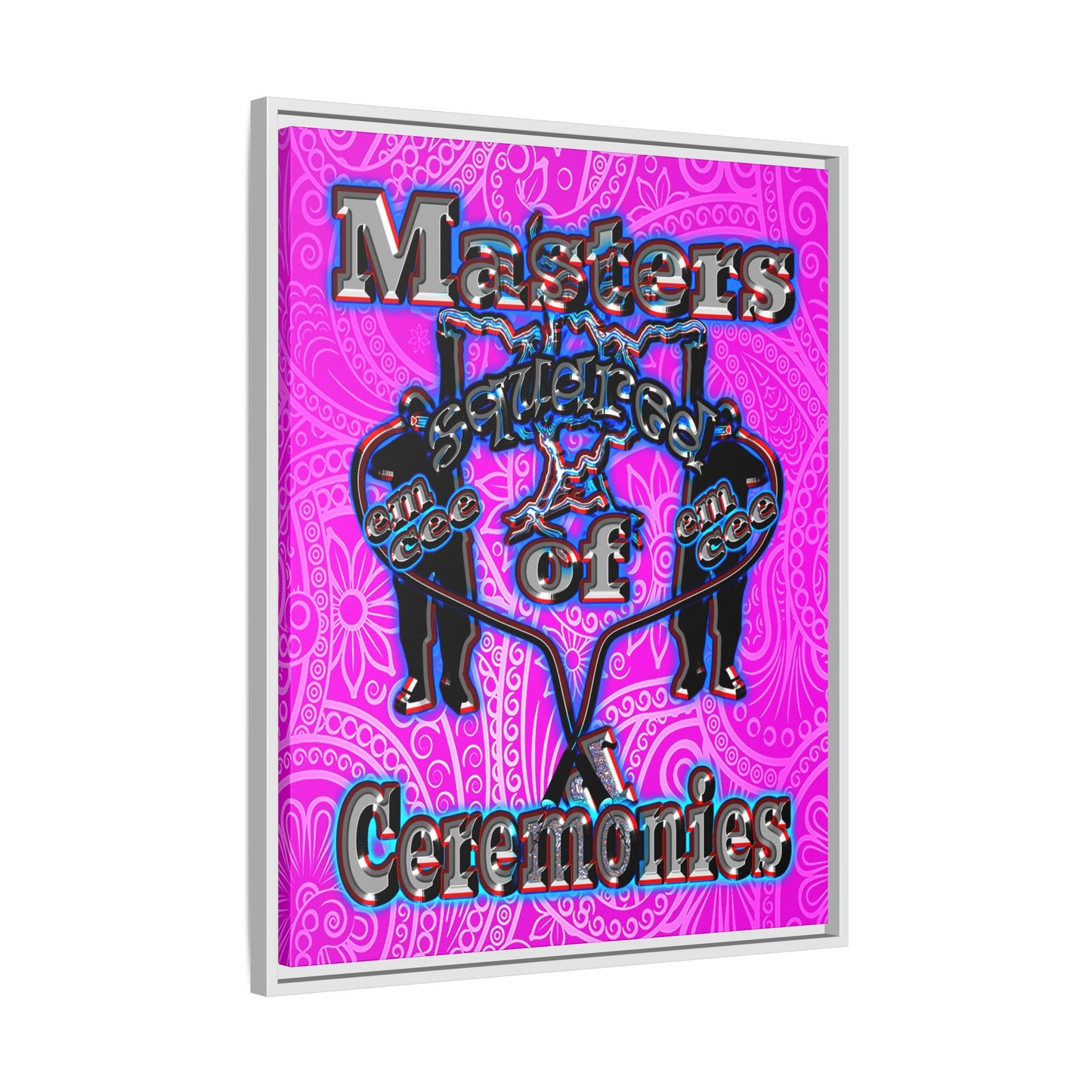 em cee squared - framed canvas art (pink swirl)