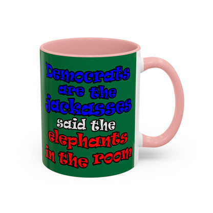 donkeys and elephants - Accent Mug (dark green)
