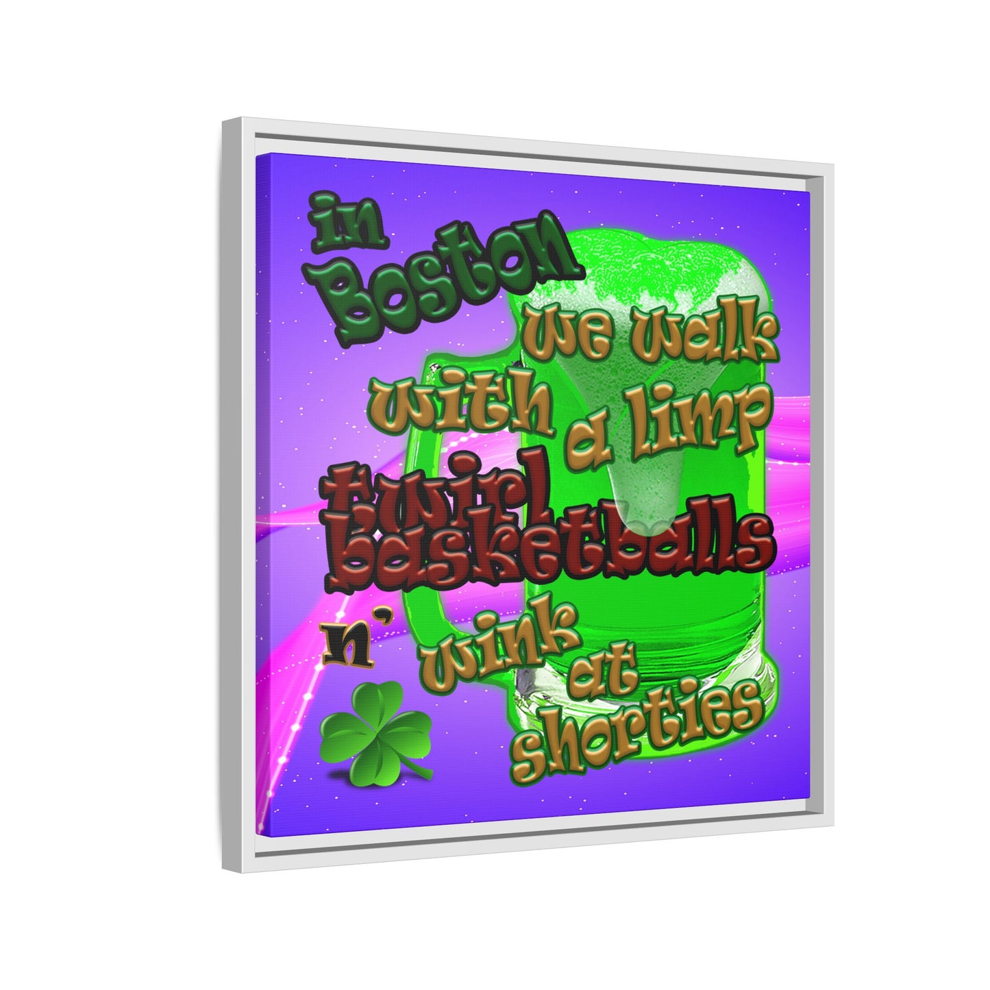 celtics logo - framed canvas art (purple-pink wave)