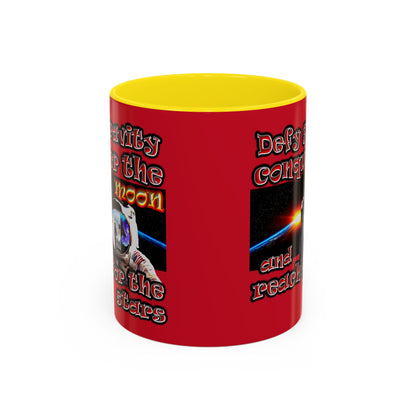 defy conquer reach - Accent Mug (dark red)