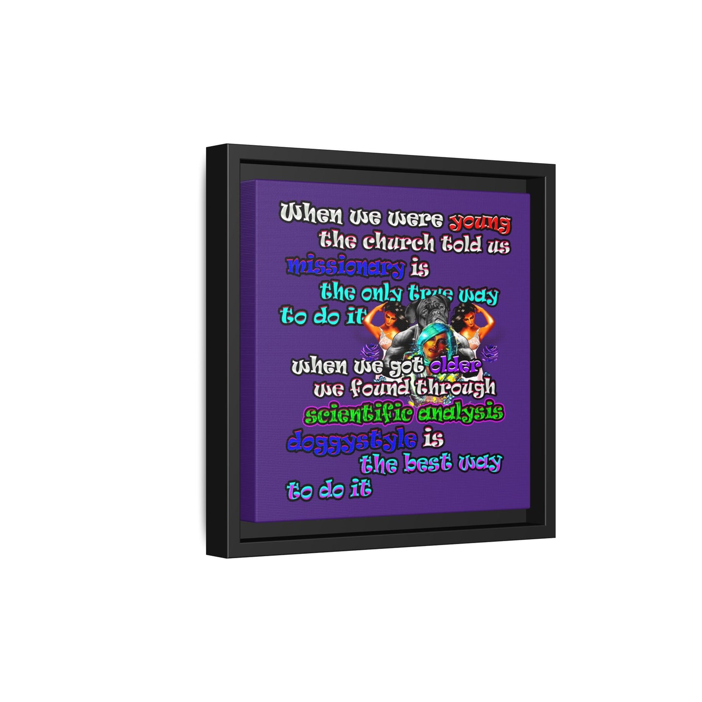 doggystyle - framed canvas art (purple)