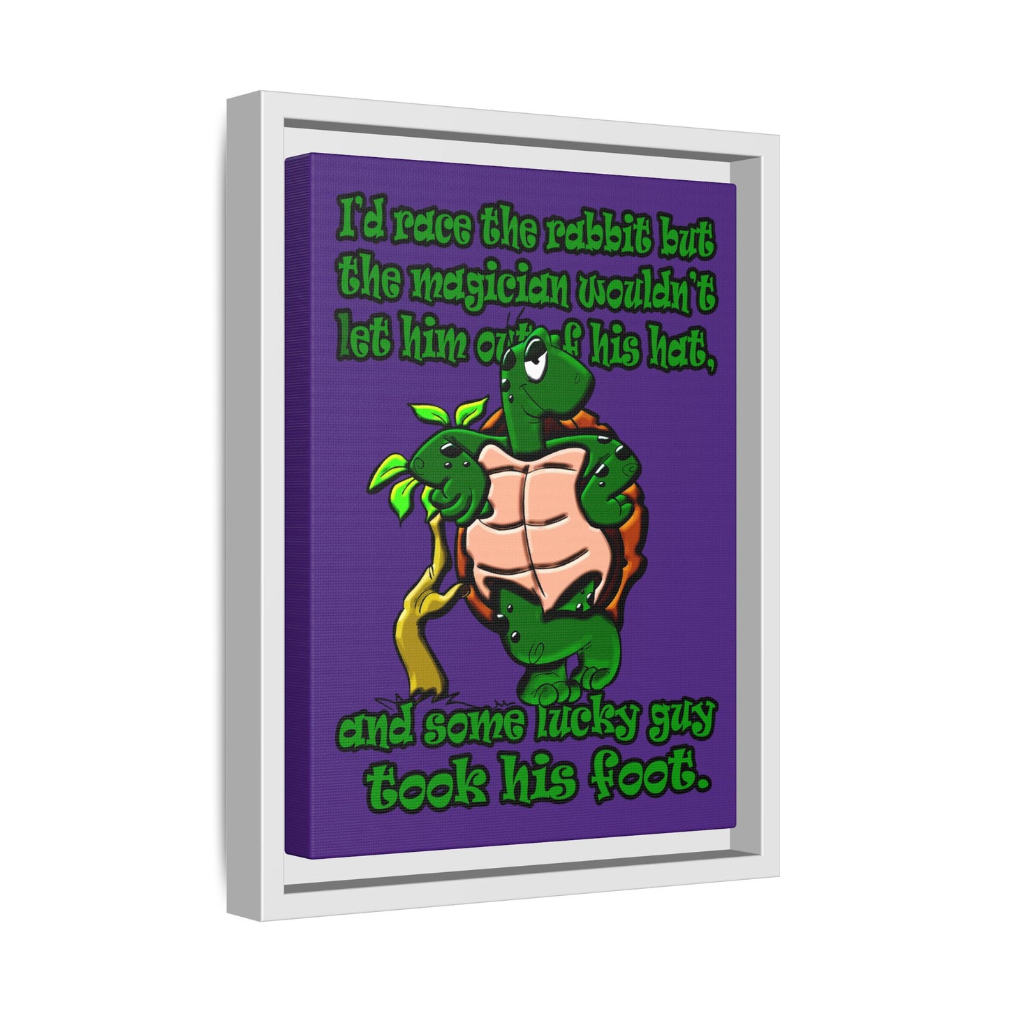 turtle race - framed canvas art (purple)
